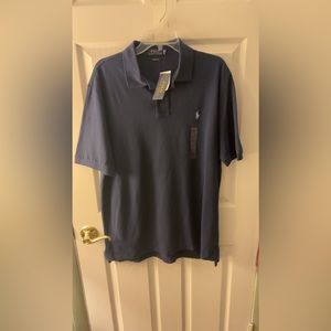 NWT Ralph Lauren Navy Blue Polo With Light Blue Logo